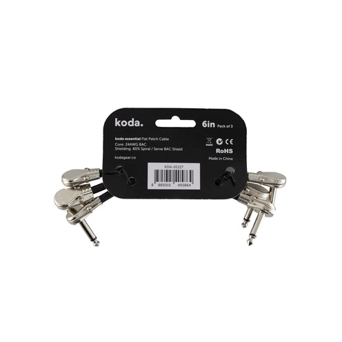 koda essential Flat Patch Cable, 6inch, Pack of 3