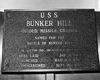 A historical plaque aboard the guided missile cruiser USS BUNKER HILL (CG-52). - 1986