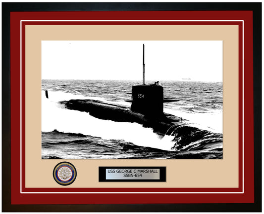 USS GEORGE C MARSHALL SSBN-654 Framed Navy Ship Display Burgundy – Navy  Emporium