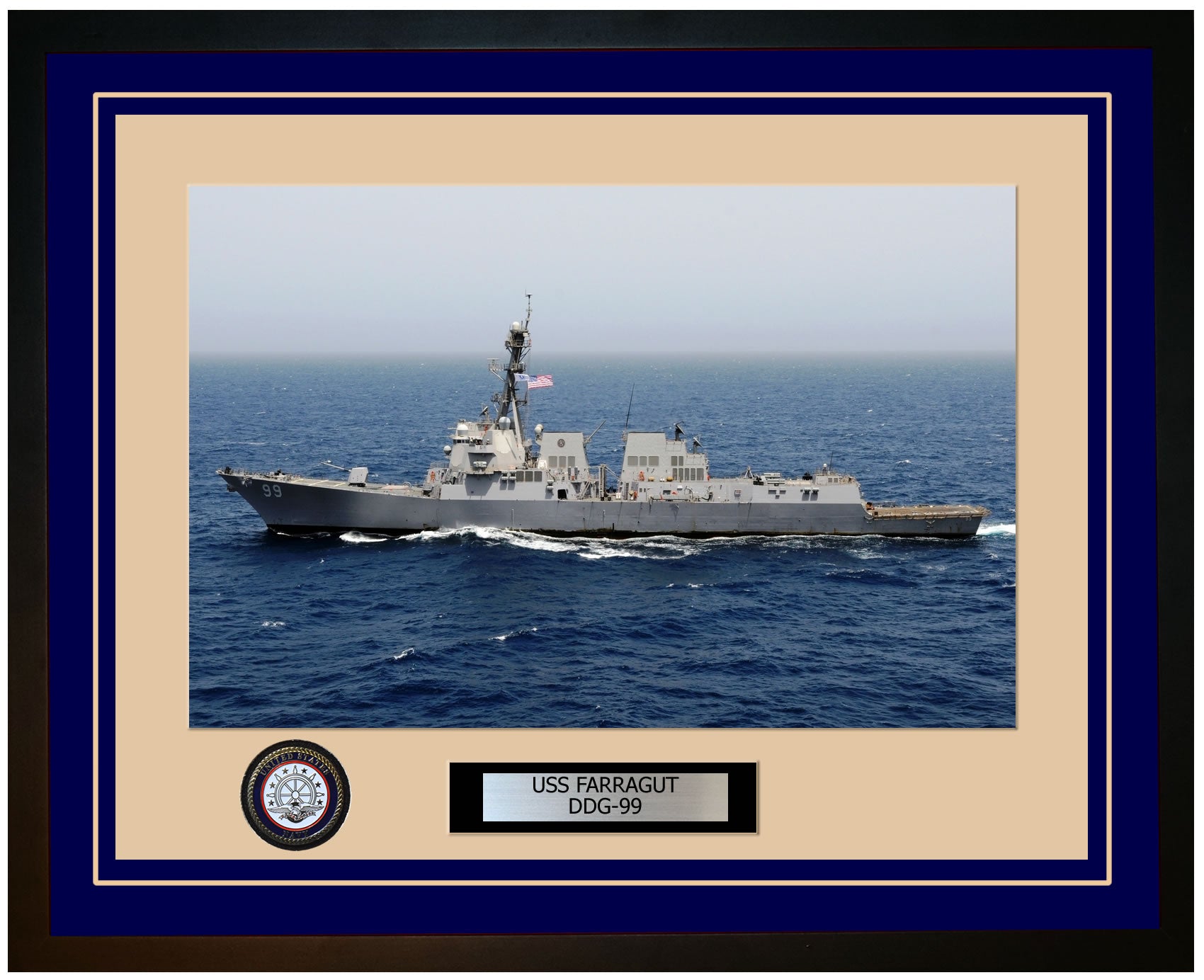 Uss Farragut Ddg 99 Framed Navy Ship Photo Burgundy Navy Emporium