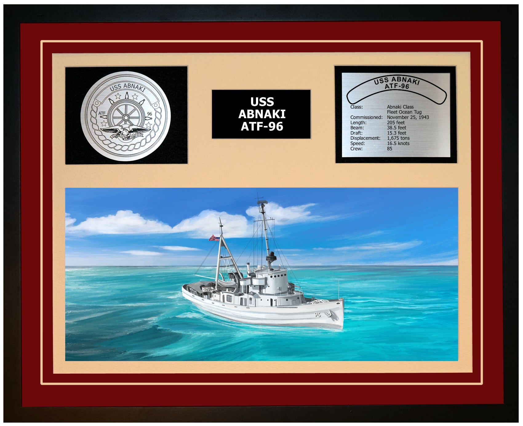 USS Abnaki ATF-96 Framed Navy Ship Display
