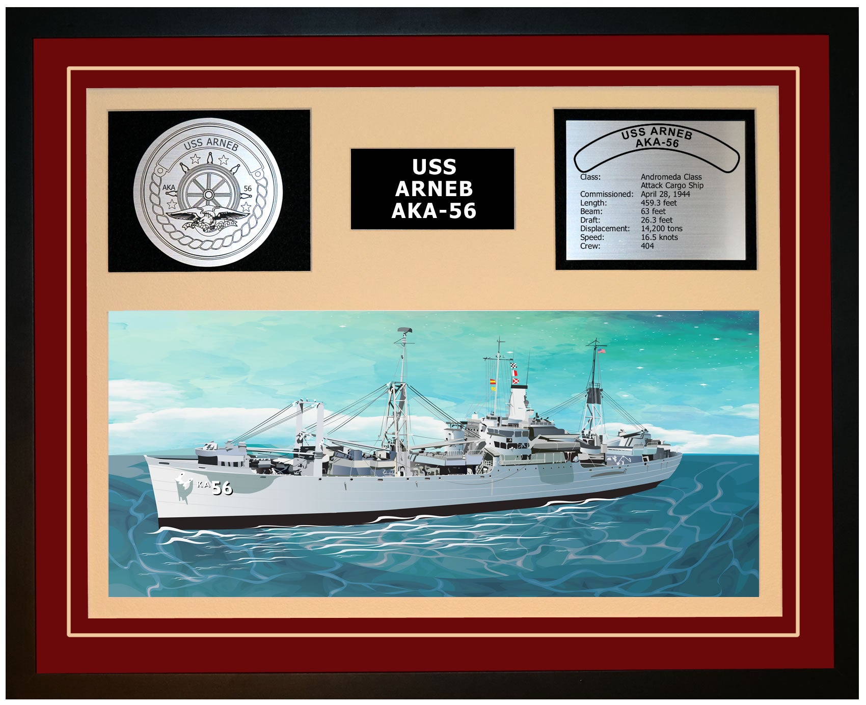 USS Arneb AKA-56 Framed Navy Ship Display
