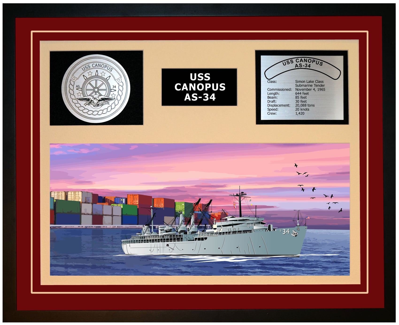 USS Canopus AS-34 Framed Navy Ship Display