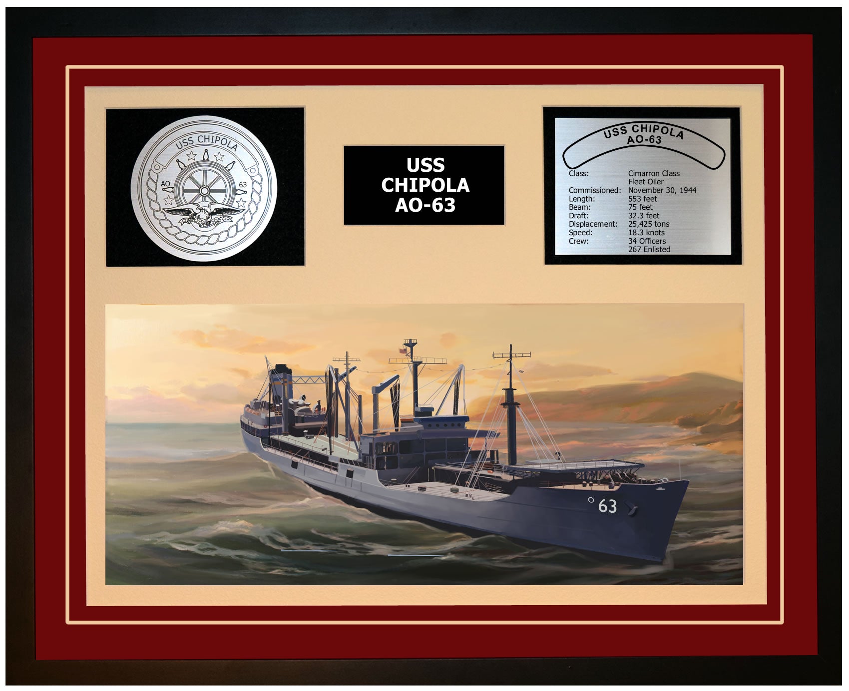 USS Chipola AO-63 Framed Navy Ship Display