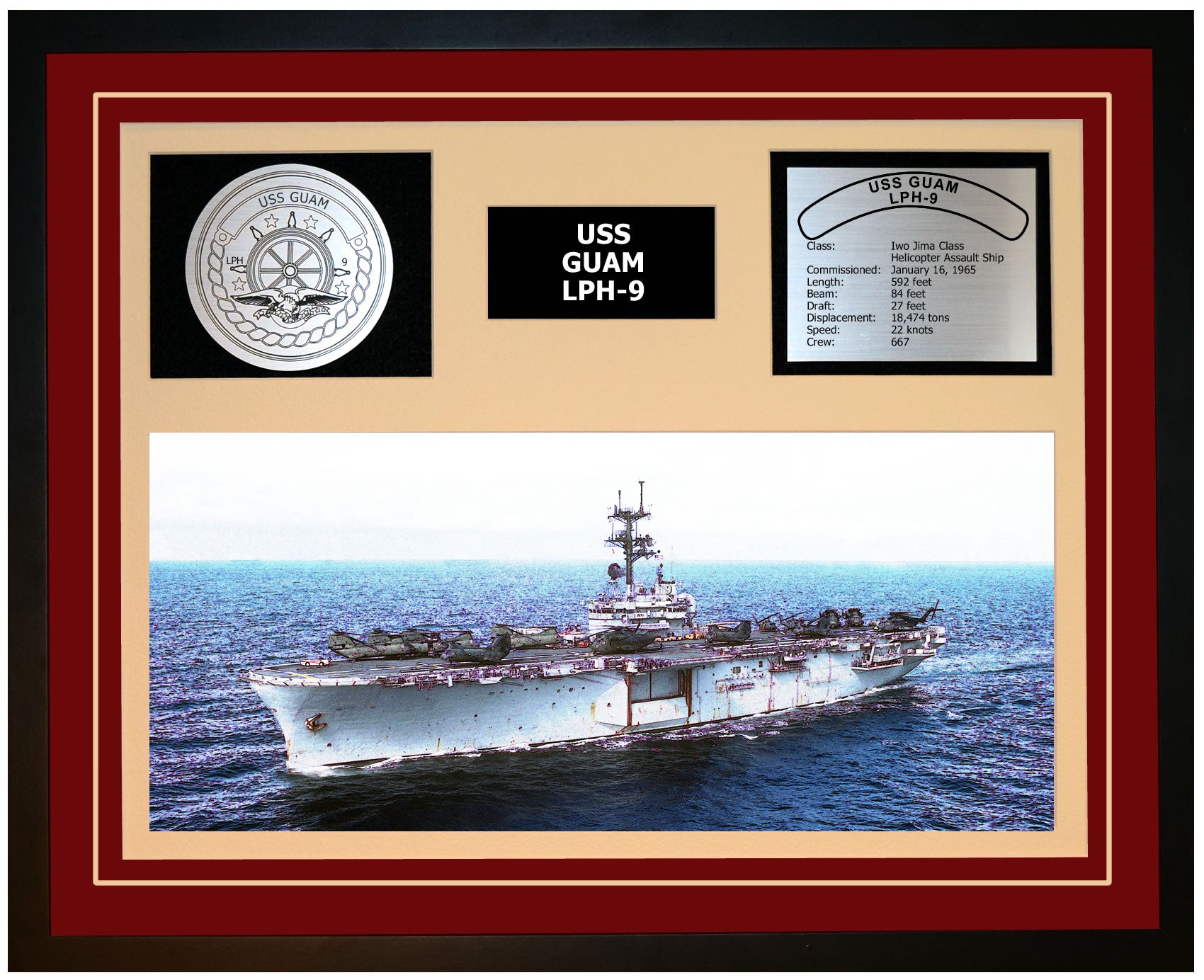 USS Guam LPH-9 Framed Navy Ship Display