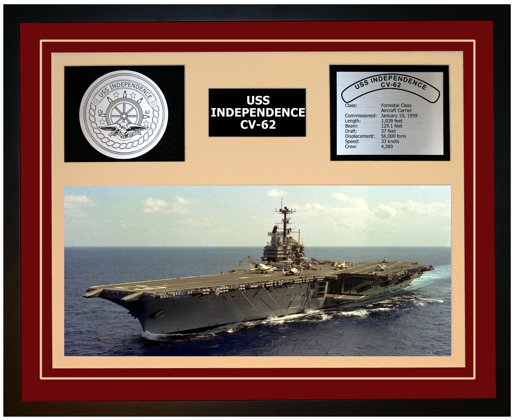 USS Independence CV-62 Framed Navy Ship Display