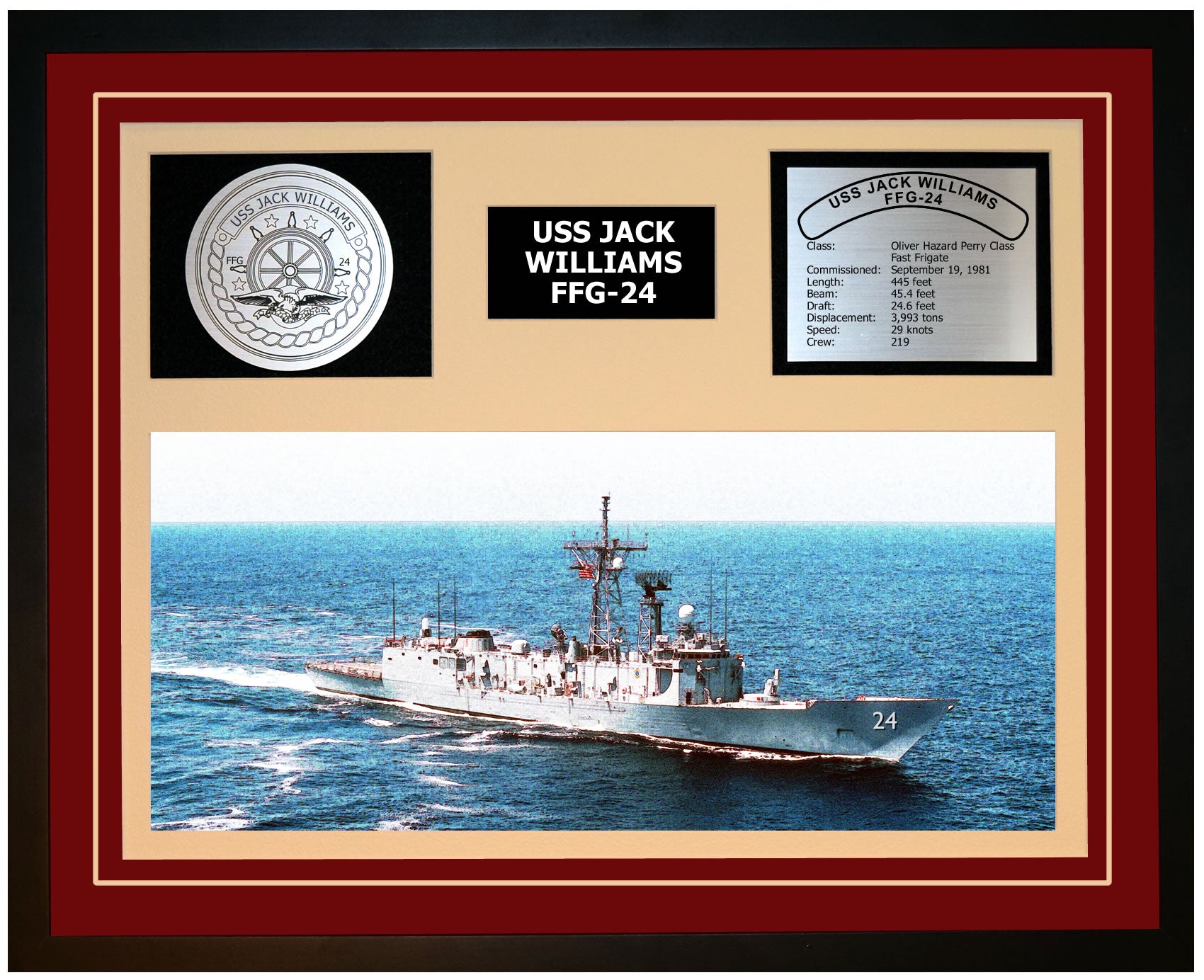 USS Jack Williams FFG-24 Framed Navy Ship Display