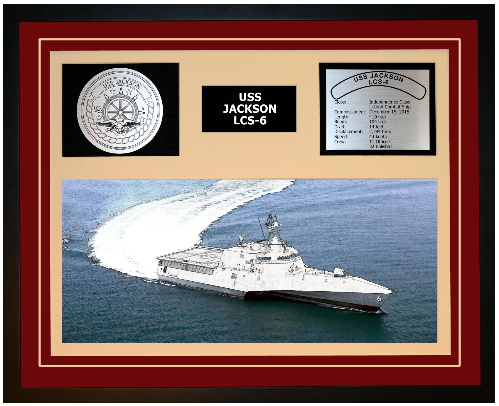 USS Jackson LCS-6 Framed Navy Ship Display