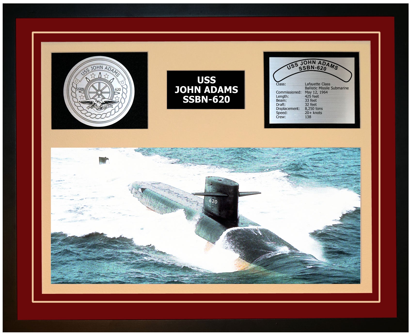 USS John Adams SSBN-620 Framed Navy Ship Display
