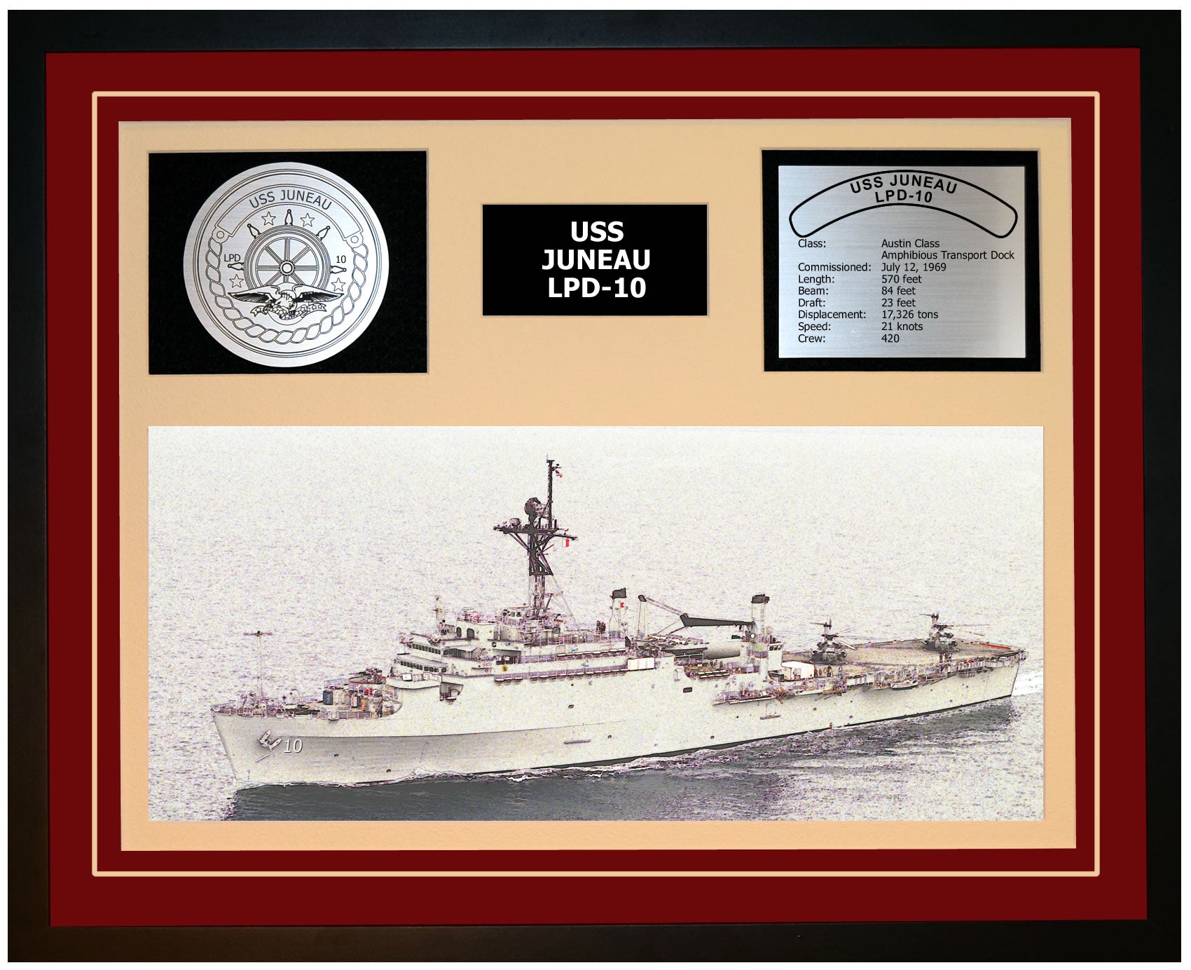 USS Juneau LPD-10 Framed Navy Ship Display