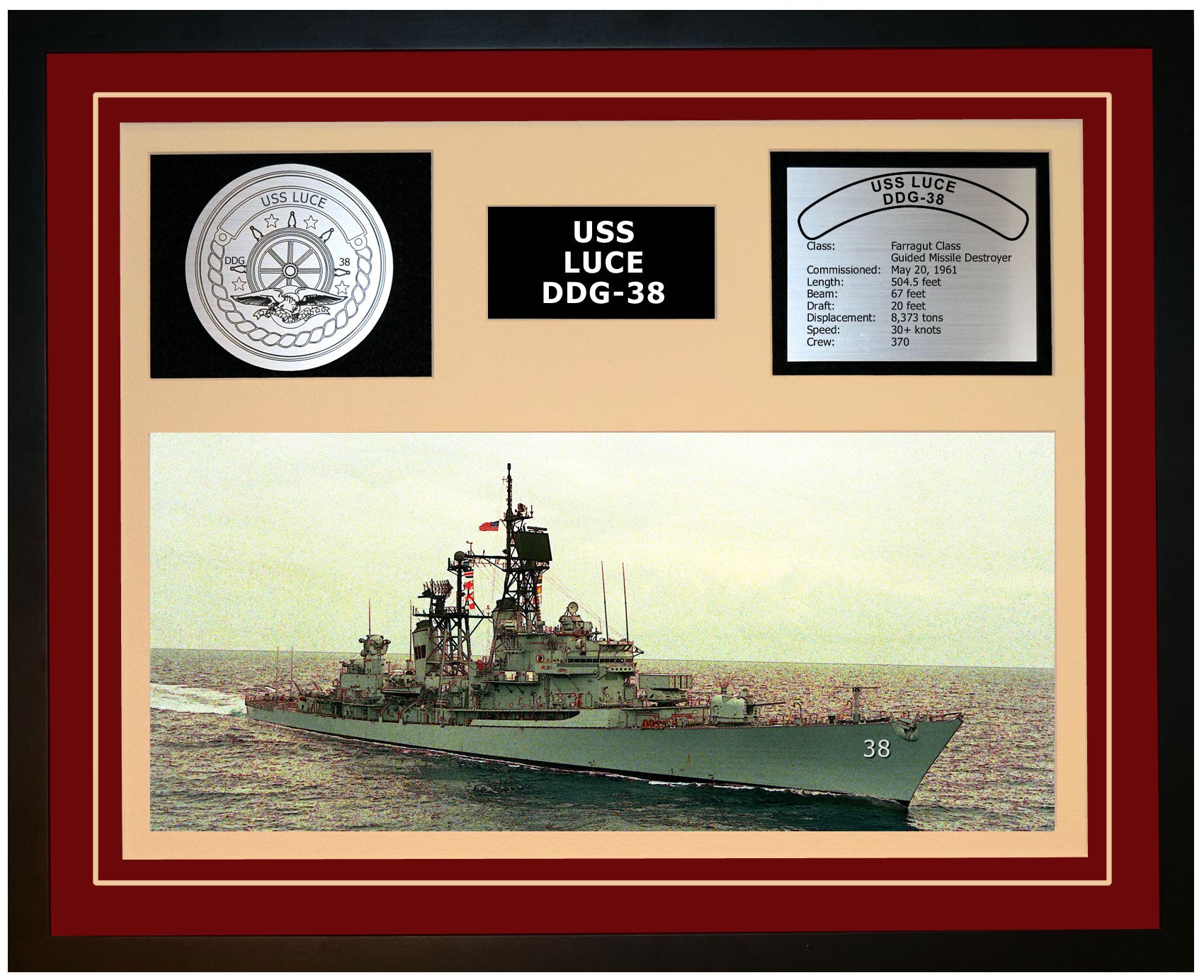 USS Luce DDG-38 Framed Navy Ship Display