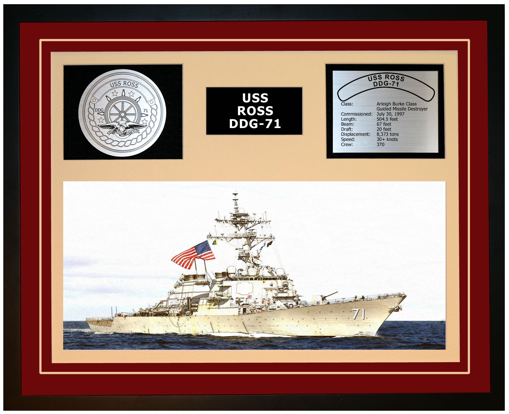 USS Ross DDG-71 Framed Navy Ship Display