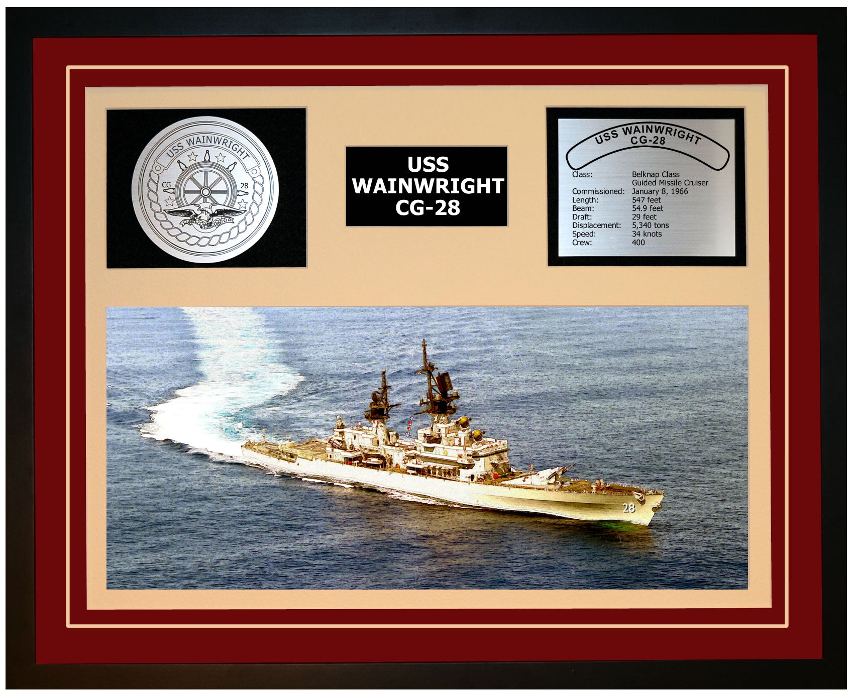 USS Wainwright CG-28 Framed Navy Ship Display