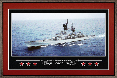USS RICHMOND K TURNER CG 20 BOX FRAMED CANVAS ART BURGUNDY