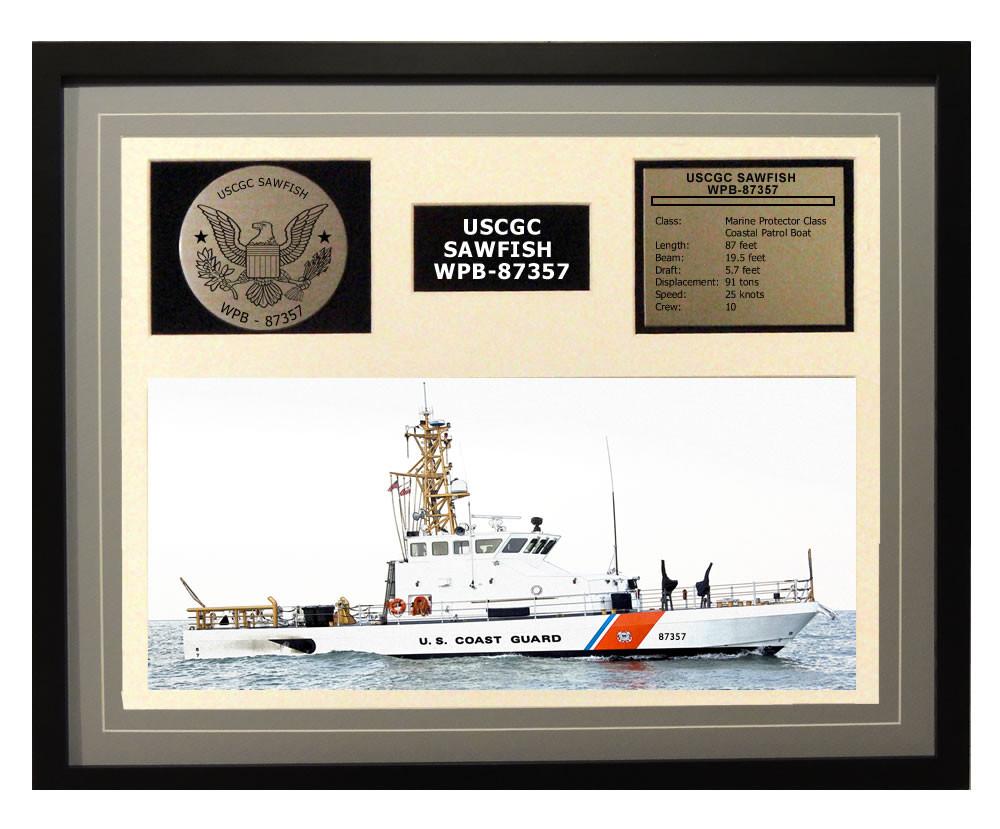 USCGC Sawfish WPB-87357 Framed Coast Guard Ship Display Burgundy – Navy ...