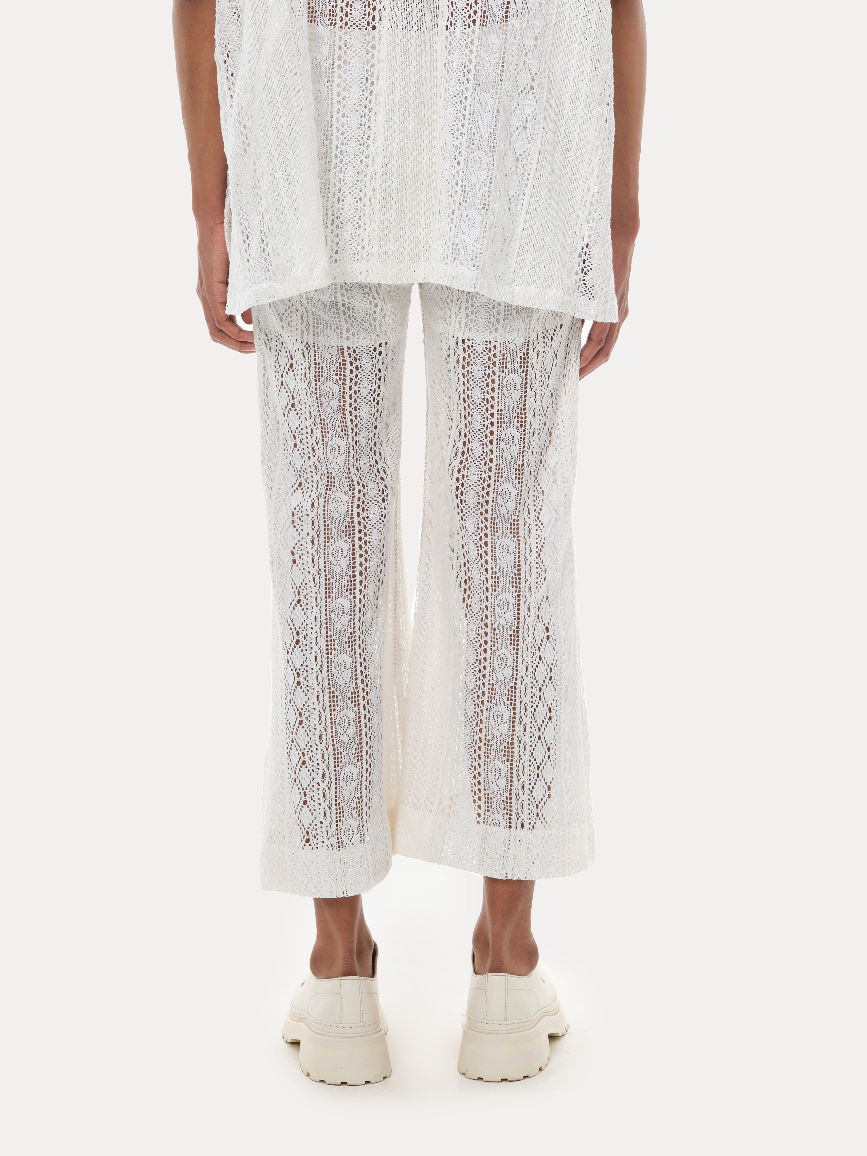 High Waisted Flare Lace Pant in White  Glassons