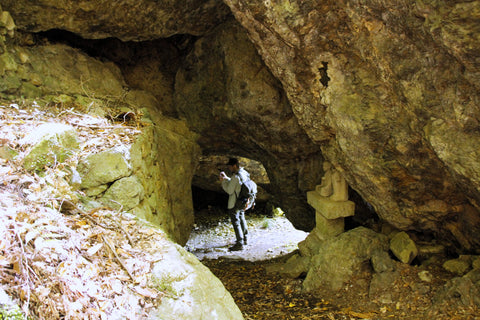 In a cave under the mirror rock of Mt. Horaiji