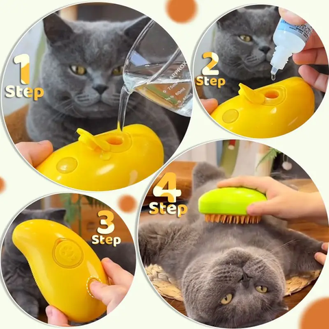 Spazzola a vapore per gatti spazzola elettrica per peli di gatto 3 In1  spazzola a vapore per cani per massaggio spazzola per peli di gatto per