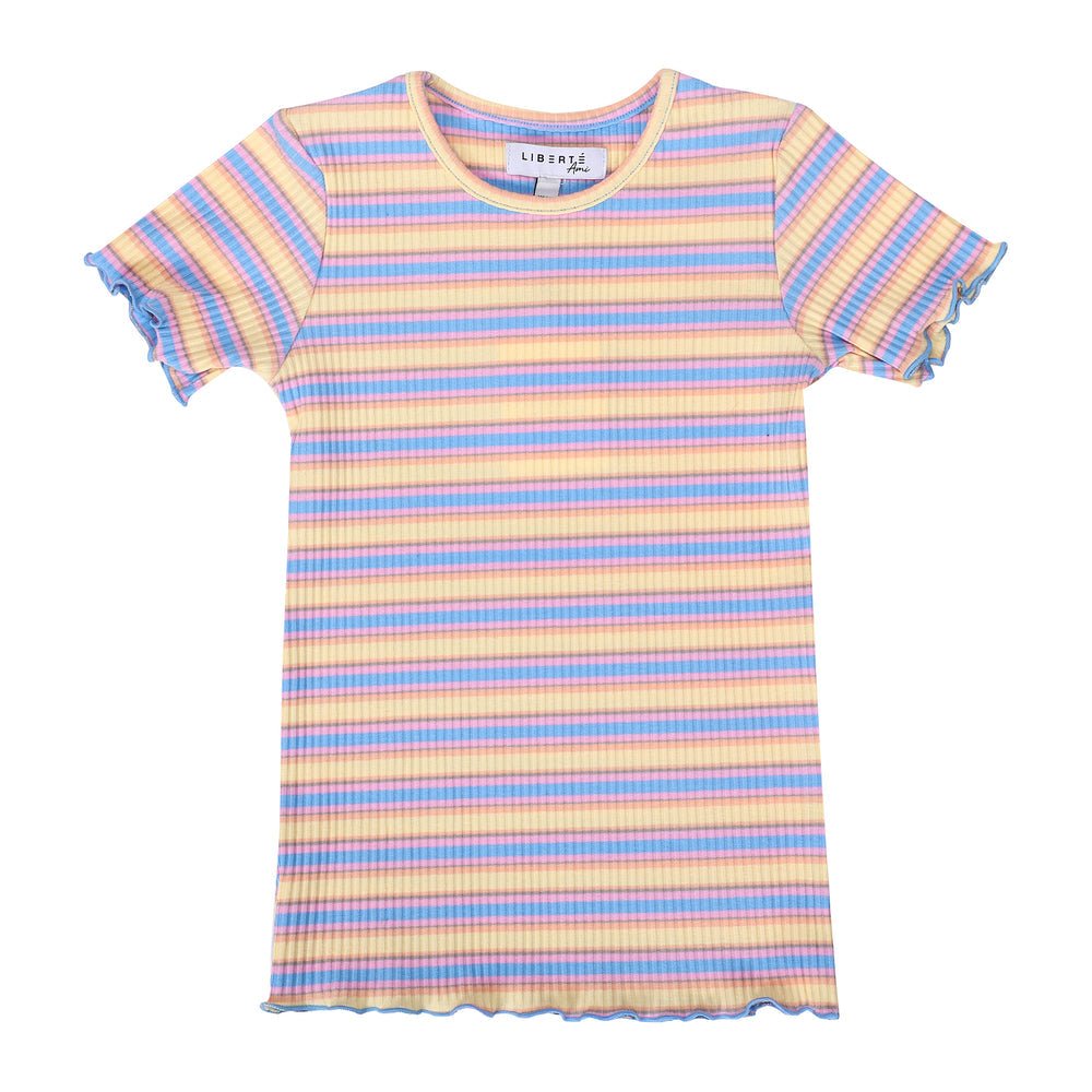 Se Natalia Ss Blouse (Kids) Yellow Rose Blue Stripe 110/116 hos Diversita.dk