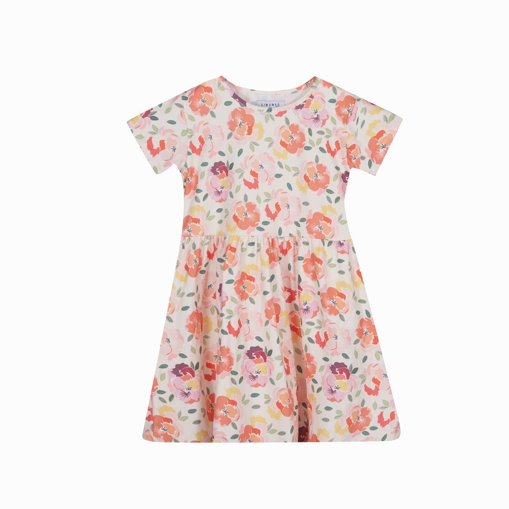 Se Alma Babydoll Dress (Kids) Creamy Peach Flower 122/128 hos Diversita.dk