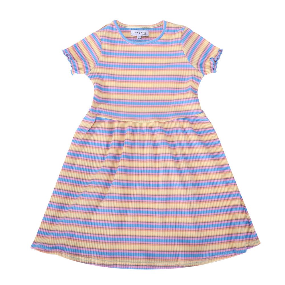 Se Natalia Ss Dress (Kids) Yellow Rose Blue Stripe 122/128 hos Diversita.dk