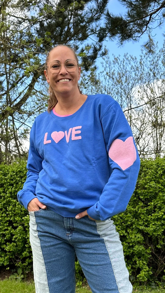 Lulu's Love Sweater Blue / Pink S