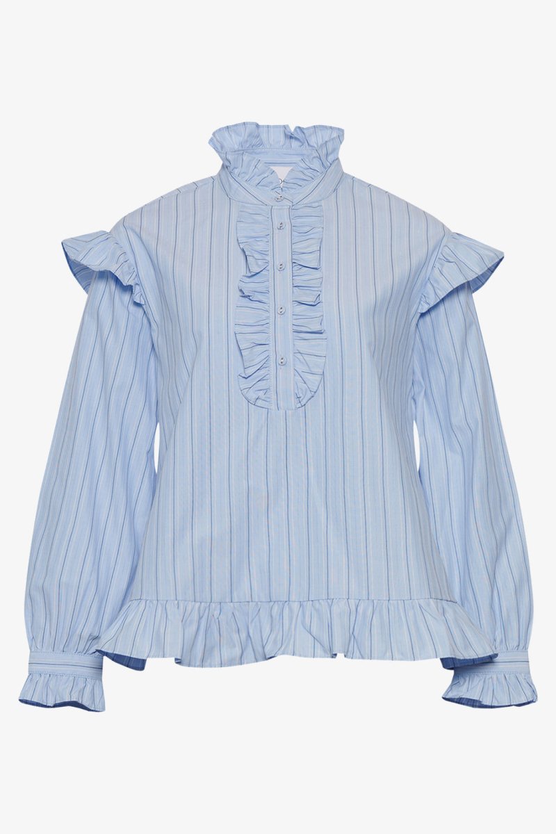 Se Sally Blouse Light Blue Stripe L hos Diversita.dk