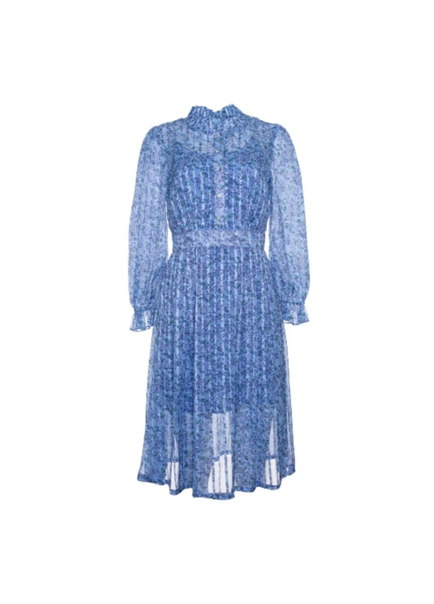 Billede af Natalie Dress Dusty Blue Flowers Kjole - Blå XS