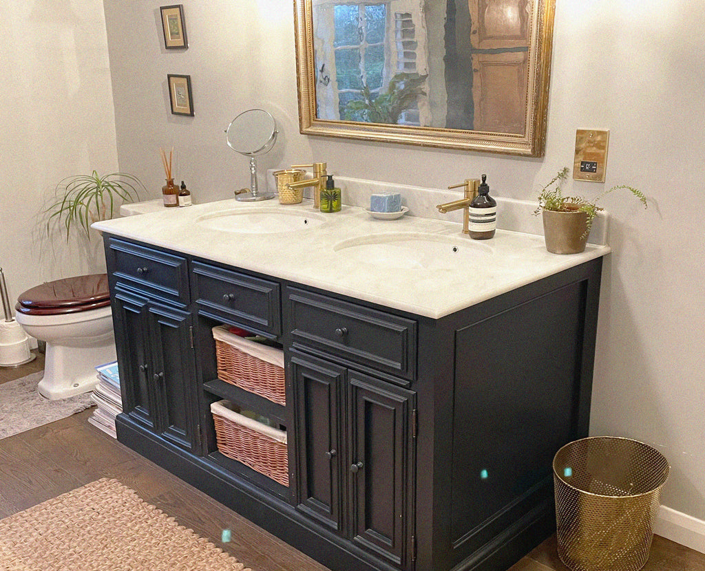 Marble top double sink Bathroom Vanity Unit