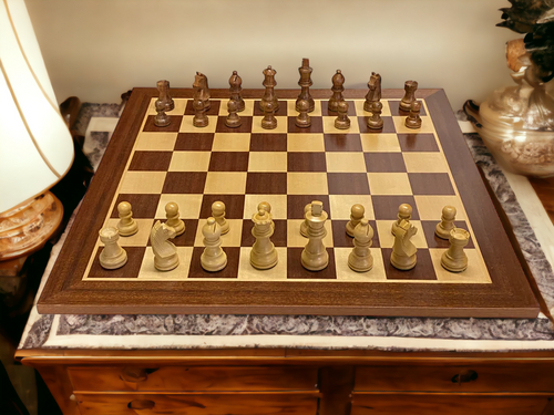 Grand Classic Acacia Mahogany Chess Set & Box