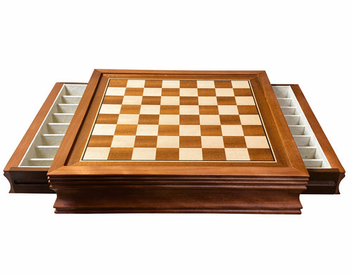 15" Mahogany Frame Drawer Chess Board