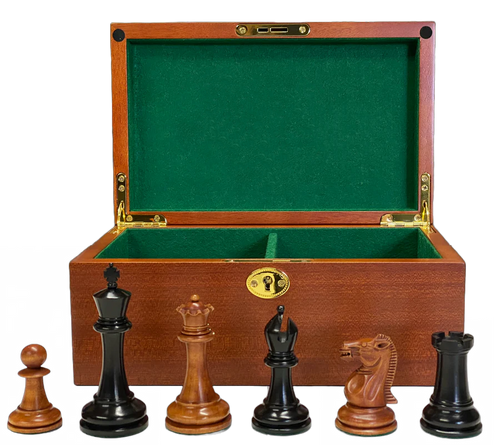 1853 Paulsen Antique Chess Pieces & Mahogany Box