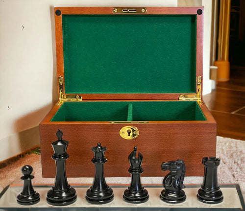 1853 Paulsen Antique Chess Pieces & Mahogany Box