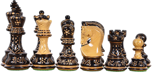 Artistic Burnt Russian Chess Pieces