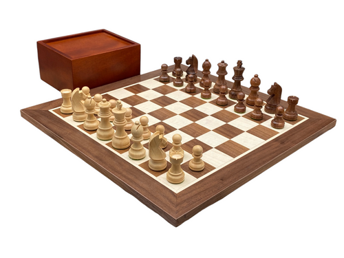 15.75" Walnut Chess Board, 3" Classic Acacia Pieces & Box