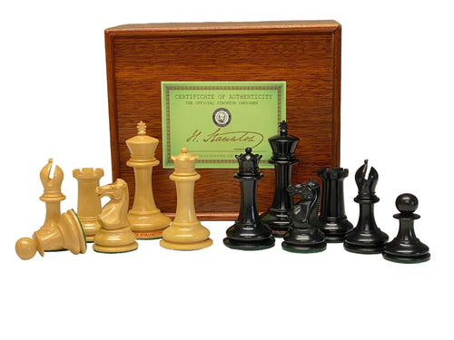 3.5 Inch DropJaw Ebony Chess Set & Mahogany Slide Box