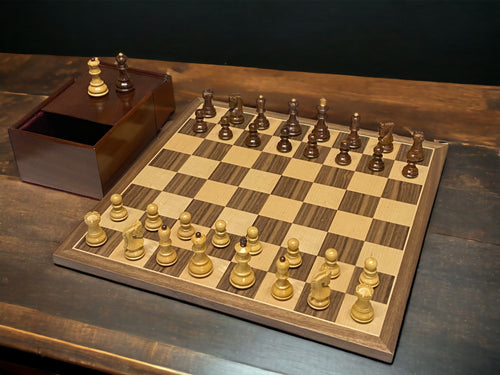 2.6" Zagreb Rosewood Walnut Chess Set & Slide Top Box