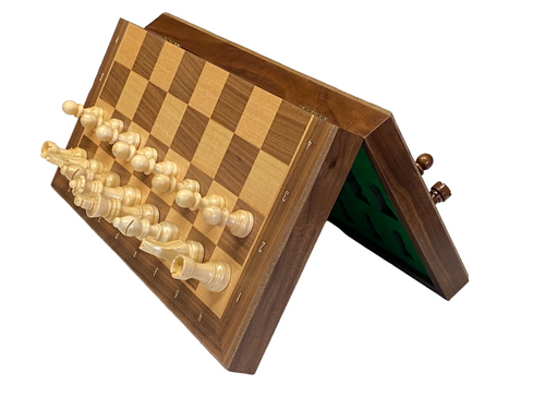 13 Inch Walnut and Maple Magnetic Chess Set