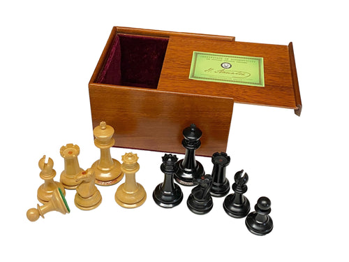 3.5 Inch DropJaw Ebony Chess Set & Mahogany Slide Box