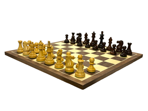 3" Spirit Rosewood Chess Pieces 15.75" Walnut Board & Deluxe Mahogany Box
