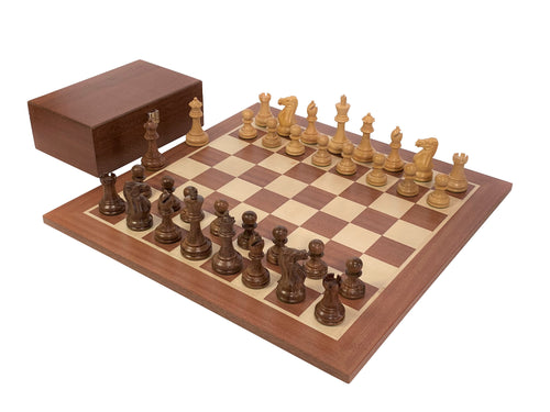 Stallion Acacia Chess Pieces, Mahogany Chess Board & Mahogany Box