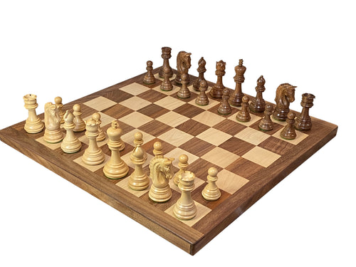 Imperial Acacia Chess Pieces, 18" Solid Wood Board