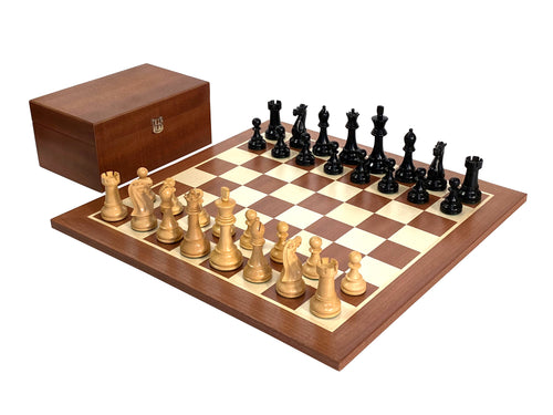 Black Winchester Staunton Mahogany Chess Set & Box