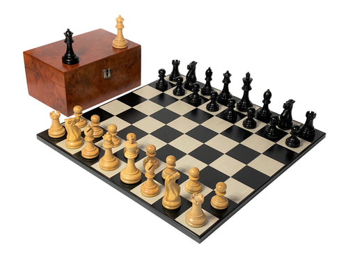 Contemporary Anegre Winchester Chess Set & Burl Box