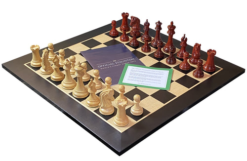 Tristan Imperial Redwood Chess Pieces, 20" Anegre Chessboard & Vinyl Box