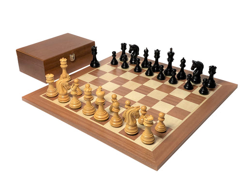Imperial Ebonised Mahogany Chess Set & Sapele Box