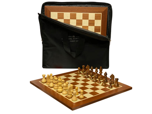 15.75" Carryall Acacia Classic Mahogany Chess Set