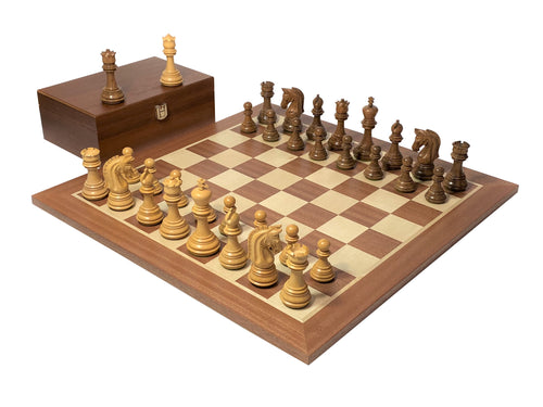 Imperial Acacia Mahogany Chess Set & Sapele Box