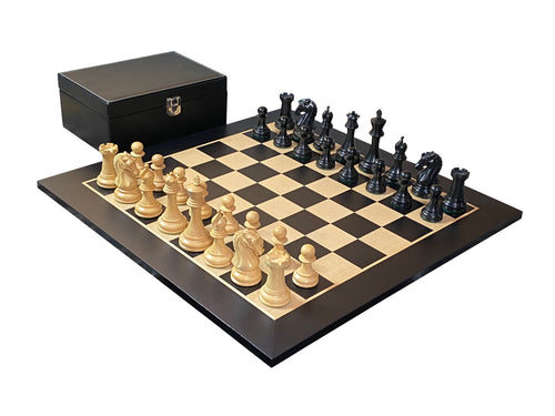 Craftsman Ebony Chess Pieces, 20" Standard Chess Board & Vinyl Box