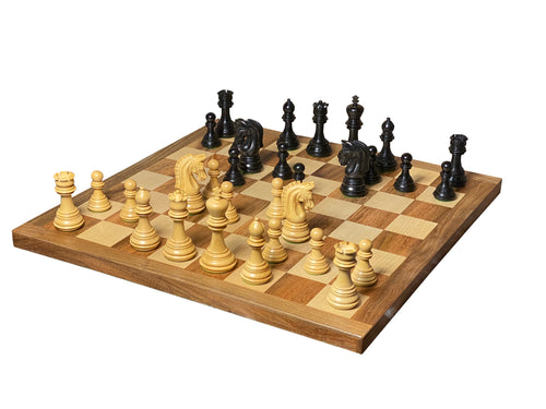 Imperial Boxwood Ebonised Chess Pieces, 20" Acacia Board & Vinyl Box